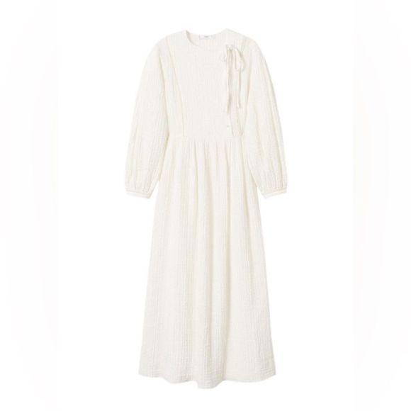 Mango Textured Crinkled Dress Cotton New - Picture 4 of 7